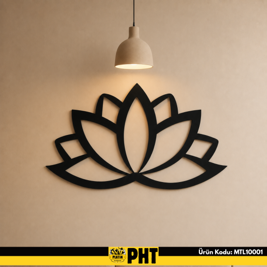 Lotus Çiçeği Meditasyon Metal Duvar Dekoru – Mat Siyah MTL10001