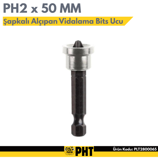 Şapkalı Alçıpan Vidalama Bits Ucu 50 mm Yıldız PH2 S2 Çeliği Uç plt2800065