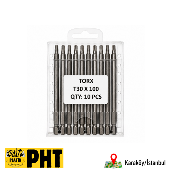 PHT Bist Torx Uç Uzun Manyetik T30x100mm ( 10 Adet ) PLT2800626