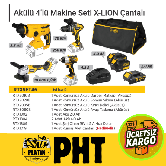 Rtrmax Set022 X-lion Akülü 3-lü Combo Set