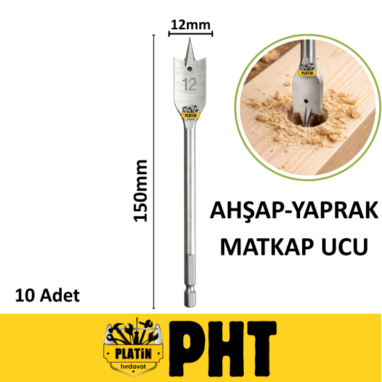 PHT Yaprak-Kelebek Ahşap Matkap Ucu 12mm ( 10 Adet ) PLT28000331