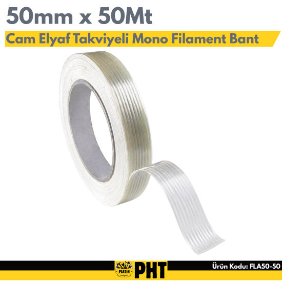 Cam Elyaf Takviyeli Mono Filament Bant 50mm x 50Mt 120 Mikron
