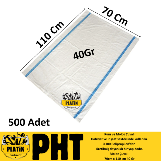 PHT Kum ve Moloz Çuvalı 70x110 40Gr ( 500 Adet ) PLT280070110