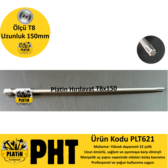 Platin Hırdavat T8x150 mm Torx Uçlu Bits Uzun plt621
