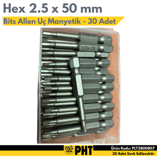 PHT Allen Bits Uç Hex 2,5mm X 50mm ( 30 Adet ) PLT2800807
