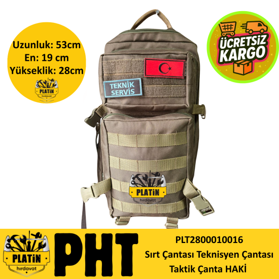 PHT Sırt Çantası Teknisyen Çantası Taktik Çanta Haki PLT2800010016