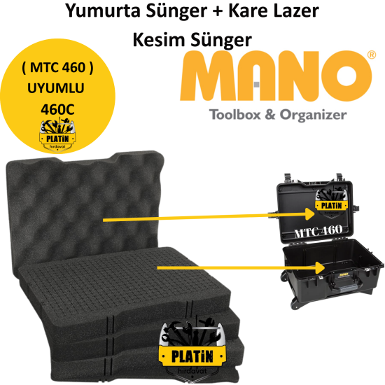 Mano 460C Yumurta Sünger + Kare Lazer Kesim Sünger (MTC 460 Takım Çantası Uyumlu)