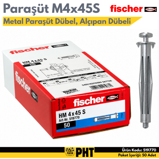 Fischer HM 4X45 S Metal Boşluk Dübeli 50 Adet 519770
