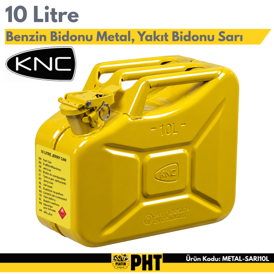 KNC 10 Litre Benzin Bidonu Metal, Yakıt Bidonu Sarı