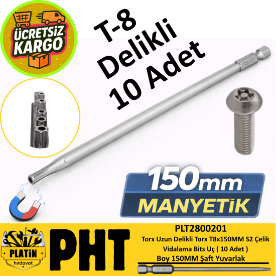Torx Uzun Delikli Torx T8*150MM S2 Çelik Vidalama Bits Uç
