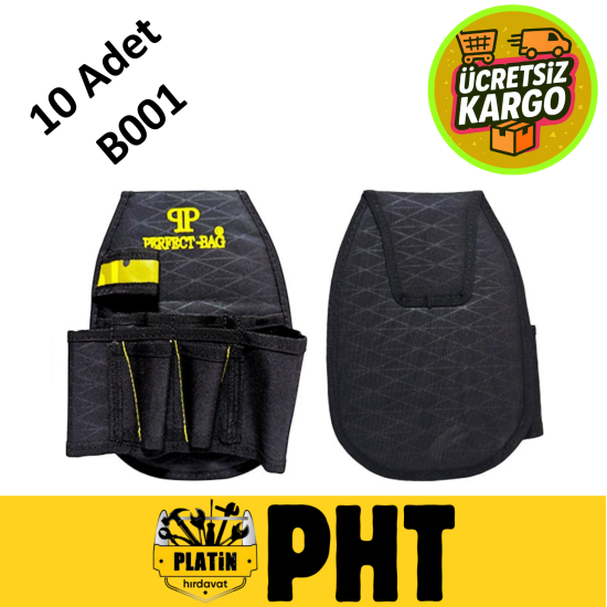 Perfect-Bag Kemere Takılan Bel Alet Çantası – Su Geçirmez PVC Kaplı, 25x18 cm ( 10 Adet ) B001 