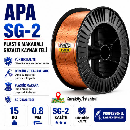 Apa Sg-2 Plastik Makaralı Gazaltı Kaynak Teli 15 Kg 0.8 Mm APA-SG2-08PM