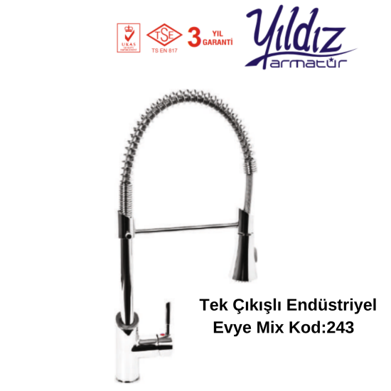 Yıldız Tek Çıkışlı Endüstriyel Evye Mix Kod:243  