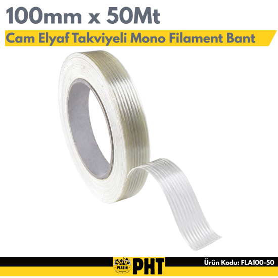 Cam Elyaf Takviyeli Mono Filament Bant 100mm x 50Mt 120 Mikron