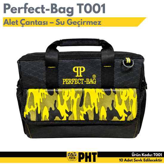 Perfect-Bag  17,5 İnç Kumaş El Alet Çantası – 44x22x29 cm, Su Geçirmez PVC Kaplı, 24 Bölmeli ( 10 Adet ) T001 