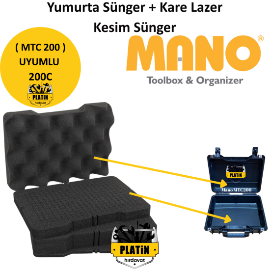 Mano 200C Yumurta Sünger + Kare Lazer Kesim Sünger (MTC 200 Takım Çantası Uyumlu)