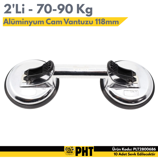 Proft Alüminyum Cam Vantuzu 2-li 70-90Kg 118mm PLT2800686