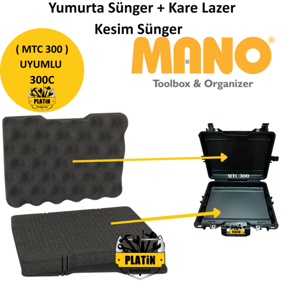Mano 300C Yumurta Sünger + Kare Lazer Kesim Sünger (MTC 300 Takım Çantası Uyumlu)