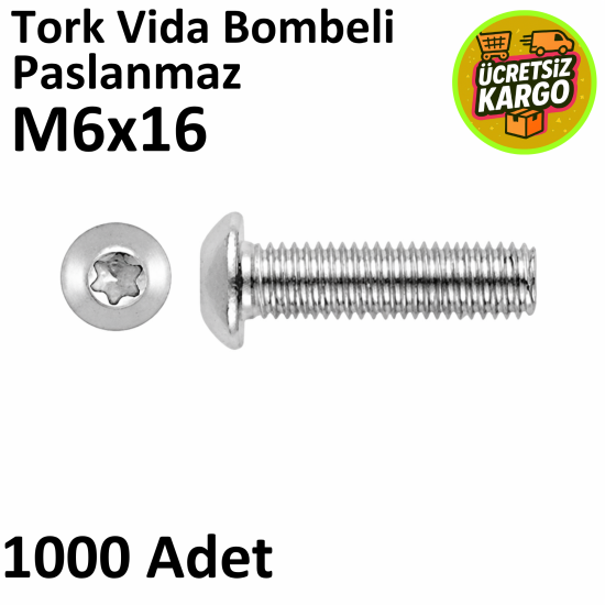 Paslanmaz M6x16 Tork Vida Rack Kabin ( 1000 Adet ) 