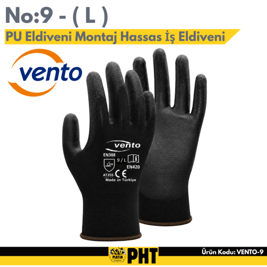 Vento PU Eldiveni No:9 Montaj Hassas İş Eldiveni L