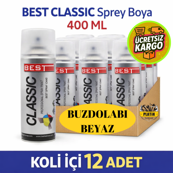 BEST SPREY BOYA CLASSIC 400 ML BUZDOLABI BEYAZ ( 12 ADET )