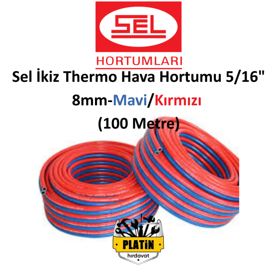 Sel İkiz Thermo Hava Hortumu 5/16" 8mm Mavi/Kırmızı (100 Metre)