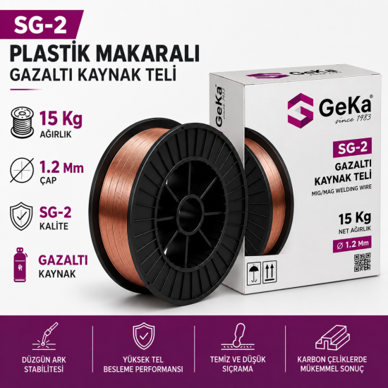 GeKa Sg-2 Plastik Makaralı Gazaltı Kaynak Teli 15 Kg 1.2 Mm GEKA-SG2-12PM