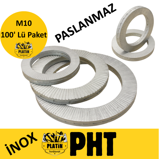 PHT DIN 25201 Paslanmaz Kilitleme Pulu (Nord-Lock) M10 ( 100 Adet ) 2520110316