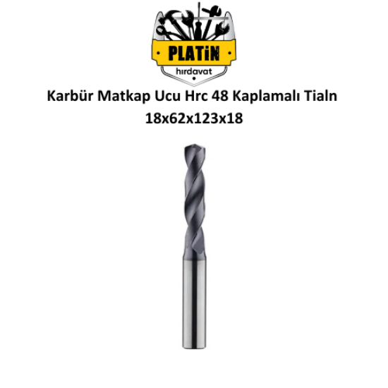 Karbür Matkap Ucu 18x62x123x18 Tegrafi Hrc 48 Kaplamalı Tialn