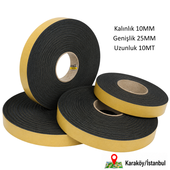Yapışkanlı Epdm Sünger Şerit 10x25 MM ( 10 Metre ) 1025EPDM