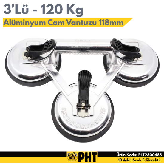 Proft Alüminyum Cam Vantuzu 3-lü 120Kg 118mm PLT2800670