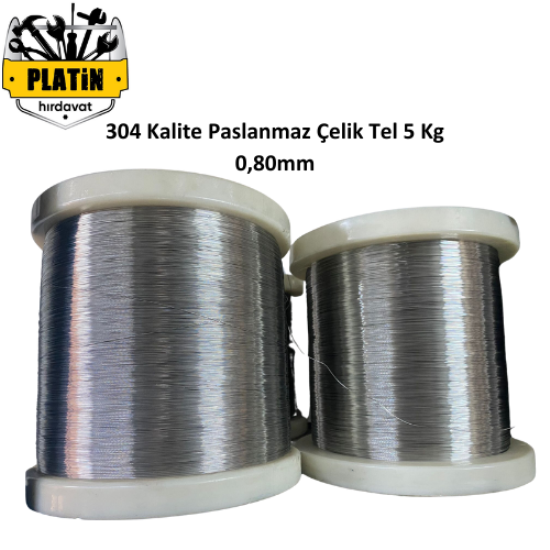 304 Kalite Paslanmaz Çelik Tel 0,80mm ( Yumuşak Parlak ) 5 Kg