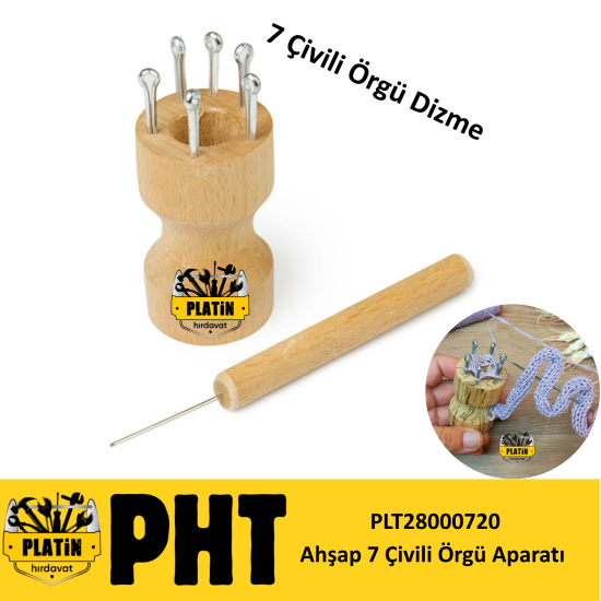 PHT Örgü Örme Aparatı Ahşap 7 Çivili Örgü Aparatı plt28000720