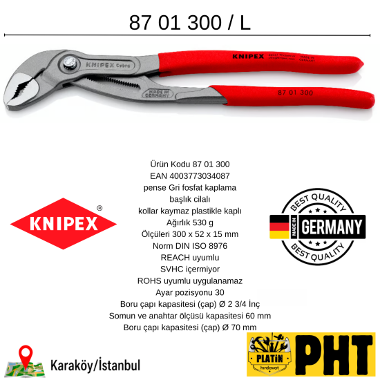 KNIPEX Cobra Ayarlı Fort Pense 300 mm 87 01 300 / L 4003773034087