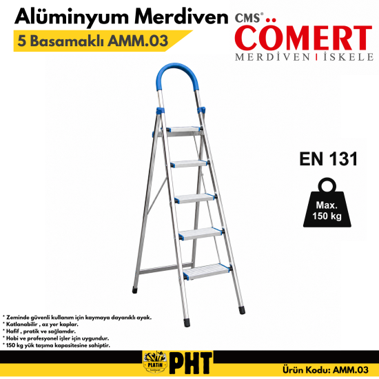 Cömert Alüminyum Merdiven 5 Basamaklı AMM.03