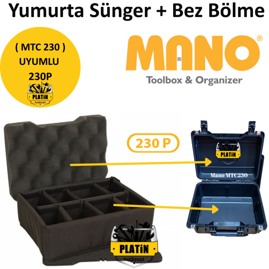 Mano 230P Yumurta Sünger + Bez Bölme (MTC 230 Takım Çantası Uyumlu)