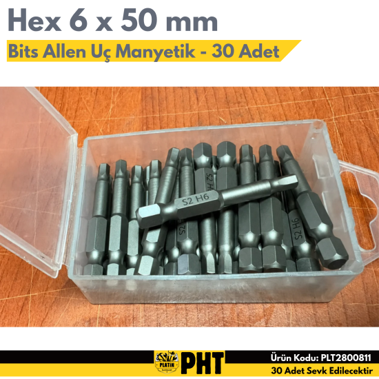 PHT Allen Bits Uç Hex 6mm X 50mm ( 30 Adet ) PLT2800811