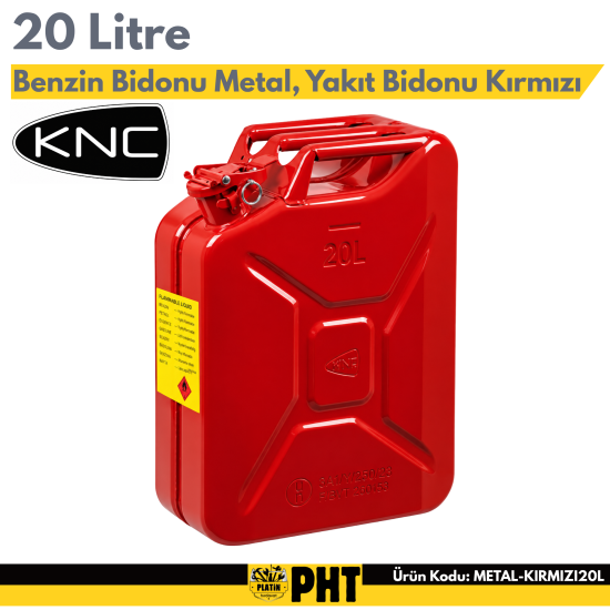 KNC 20 Litre Benzin Bidonu Metal, Yakıt Bidonu Kırmızı