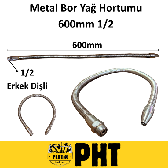 PHT Cnc Metal Bor Yağ Hortumu 600mm 1/2 PLT280057