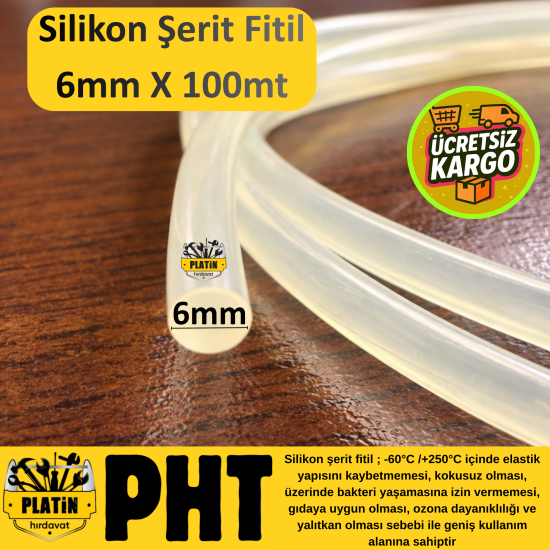 PHT Silikon Şerit Fitil Yuvarlak 5mm , Şerit Silikon Fitil Yuvarlak ( 100 Metre ) PLT2800668