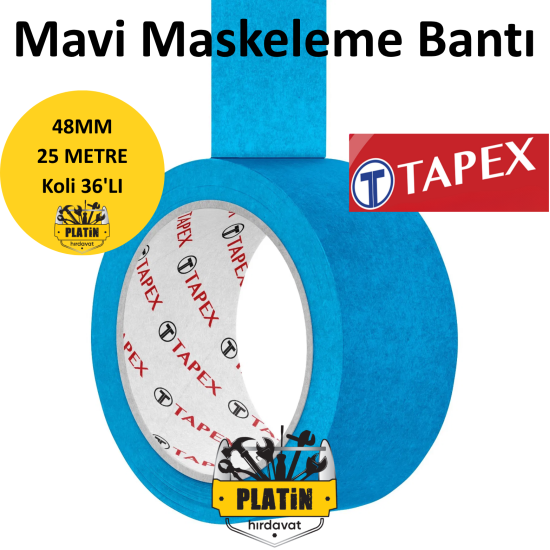 Tapex Mavi Maskeleme Bandı 48MMx25 MT ( 36 Adet ) 157.09.MV48