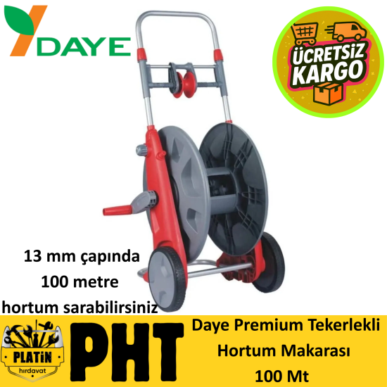 Daye Premium Tekerlekli Hortum Makarası ( 100 Metre ) DY638P 