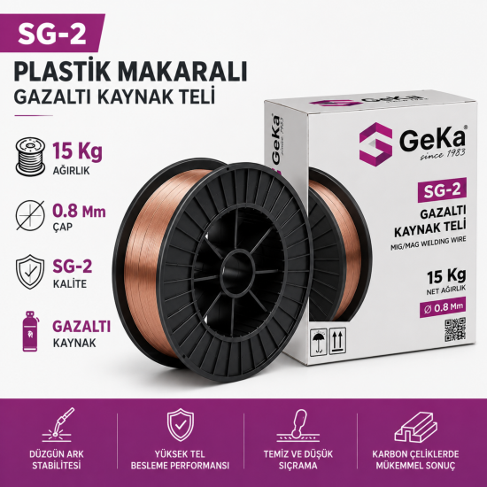 GEKA Sg-2 Plastik Makaralı Gazaltı Kaynak Teli 15 Kg 0.8 Mm GEKA-SG2-08PM