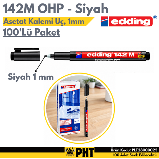 Edding 142M OHP Asetat Kalemi Siyah ( 100 Adet ) PLT28000025