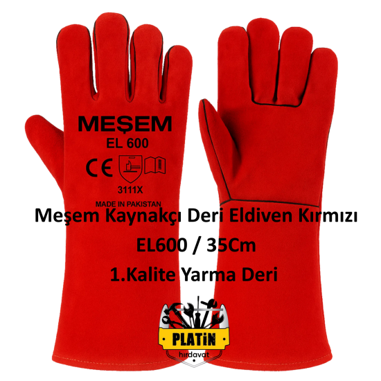 Meşem KaynakçıDeri Eldiven Kırmızı EL600 