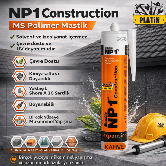 NP1 Ms Polimer Bazlı Izolasyon Mastik ve Yapıştırıcı Kartuş 290 ml Siyah ( 25 Adet ) PLT000981
