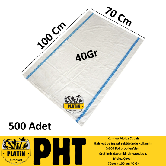PHT Kum ve Moloz Çuvalı 70x100 40Gr ( 500 Adet ) PLT280070100