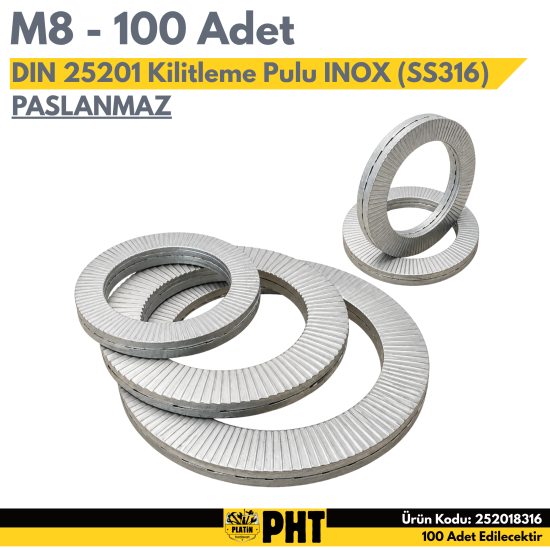 PHT DIN 25201 Paslanmaz Kilitleme Pulu M8 ( 100 Adet ) 252018316