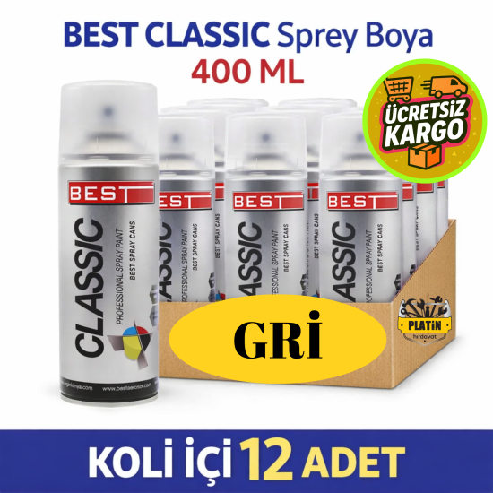 BEST SPREY BOYA CLASSIC 400 ML GRİ ( 12 ADET )