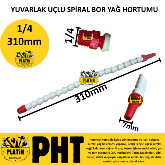 PHT Bor Yağ Hortumu 1/4 Yuvarlak Ağız Cnc Hortumu plt280066